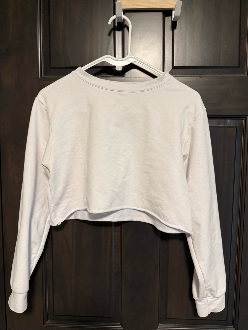 White Cropped Crewneck Sweatshirt - Small